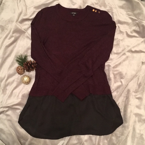 Apt. 9 Sweaters - Plum Sweater with Chiffon